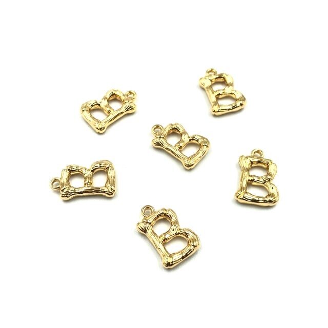 17x11mm rausvo aukso sp. nerūdijančio plieno pakabukas B raidė, 2vnt.
