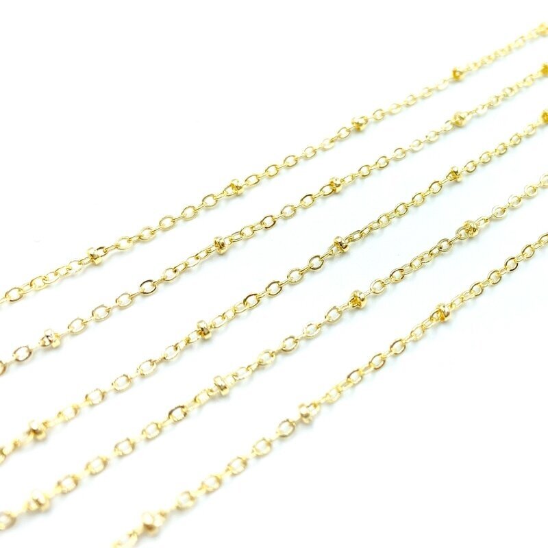 2mm 14K aukso sp. nerūdijančio plieno lituota grandinėlė su 1x2mm diskais, 1m 2mm 14K aukso sp. nerūdijančio plieno lituota grandinėlė su 1x2mm diskais, 1m