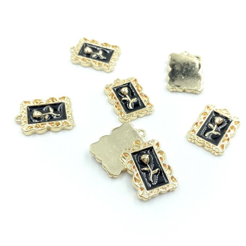 17x12mm 14k aukso sp. nerūdijančio plieno pakabukas rožė, 1vnt.