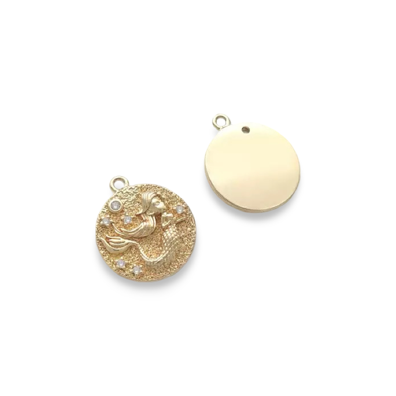 17x15mm 14k aukso sp. nerūdijančio plieno pakabukas undinė, 1vnt. 17x15mm 14k aukso sp. nerūdijančio plieno pakabukas undinė, 1vnt.