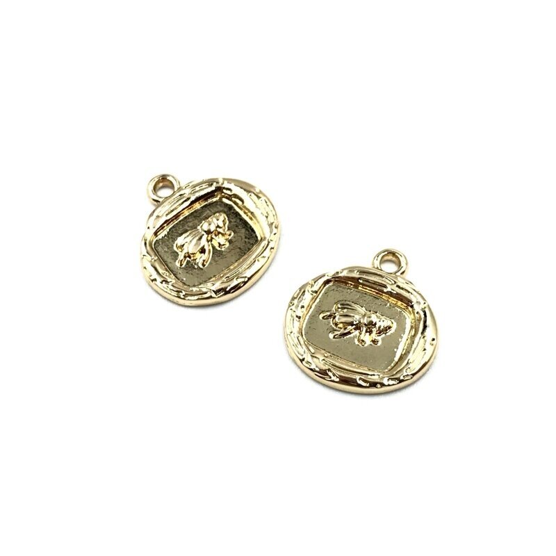 17x17mm 16k aukso spalvos nerūdijančio plieno pakabukas bitė, 1vnt.