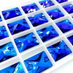18x13mm mėlynos sp. stačiakampio formos prisiuvami kristalai, 1vnt.