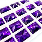18x13mm violetinės sp. stačiakampio formos prisiuvami kristalai, 1vnt.