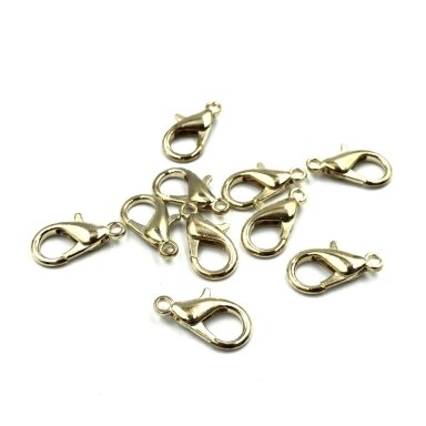 18mm šviesios aukso sp. užsegimai karabinai, 10vnt.