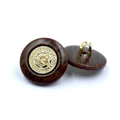 18mm rudos ir aukso sp. plastikinė saga su kilpute, 2vnt.