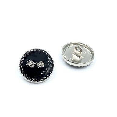 18mm sidabro ir juodos sp. metalinė saga su kilpute, 2vnt.