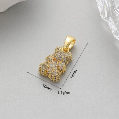18x10mm 14k aukso sp. nerūdijančio plieno pakabukas meškiukas, 1vnt.