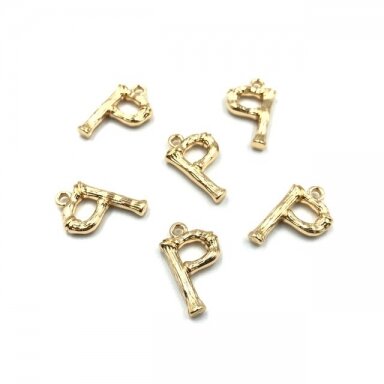 18x10mm rausvo aukso sp. nerūdijančio plieno pakabukas P raidė, 2vnt.