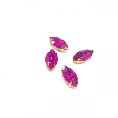 18x10mm ciklameno sp. kristalai aukso sp. rėmeliuose, 4vnt