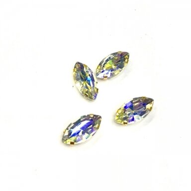 18x10mm crystal AB sp. kristalai aukso sp. rėmeliuose, 4vnt