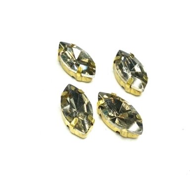 18x10mm dūminės sp. kristalai aukso sp. rėmeliuose, 4vnt