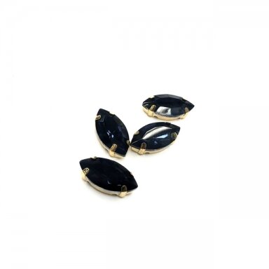 18x10mm indigo sp. kristalai aukso sp. rėmeliuose, 4vnt