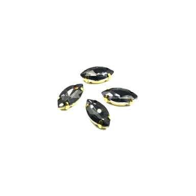 18x10mm pilkos sp. kristalai aukso sp. rėmeliuose, 4vnt