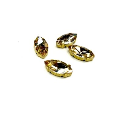 18x10mm šviesios dūminės sp. kristalai aukso sp. rėmeliuose, 4vnt