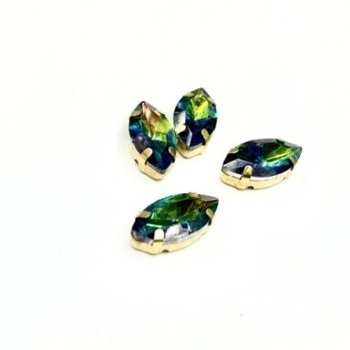 18x10mm Vitrail sp. kristalai aukso sp. rėmeliuose, 4vnt