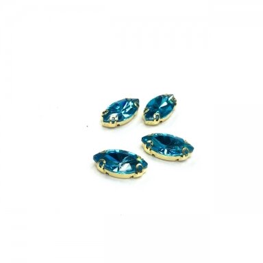 18x10mm žydros sp. kristalai aukso sp. rėmeliuose, 4vnt