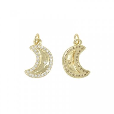 18x11mm 14k aukso sp. nerūdijančio plieno pakabukas mėnulis, 1vnt.