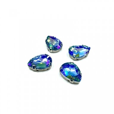 18x13mm melsvos sp. kristalai sidabro sp. rėmeliuose, 4vnt.