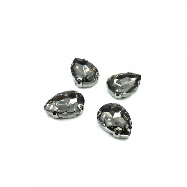 18x13mm pilkos sp. kristalai sidabro sp. rėmeliuose, 4vnt.