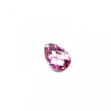 18x13mm rožinės sp. lašo formos cirkonis, 1vnt.