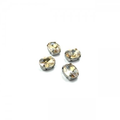 10x8mm šviesios dūminės sp. kristalai sidabro sp. rėmeliuose, 6vnt.