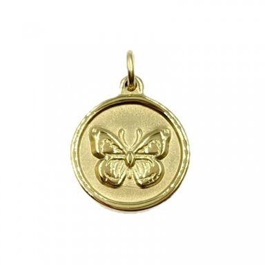 18x15mm 14k aukso sp. nerūdijančio plieno pakabukas drugelis, 1vnt.