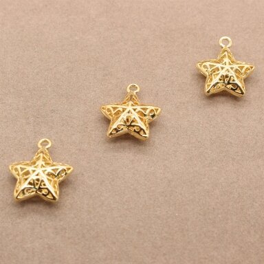 18x15mm 14k aukso sp. nerūdijančio plieno pakabukas žvaigždė, 1vnt. 18x15mm 14k aukso sp. nerūdijančio plieno pakabukas žvaigždė, 1vnt.