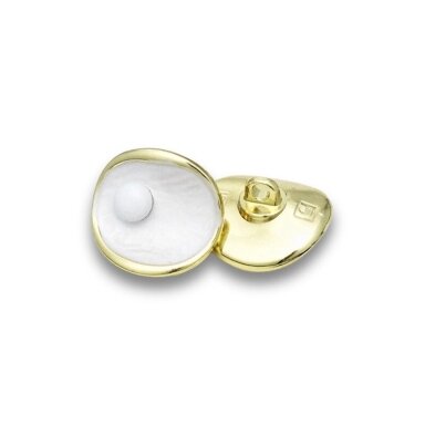 18x16mm baltos ir aukso sp. metalinė saga su kilpute, 1vnt.