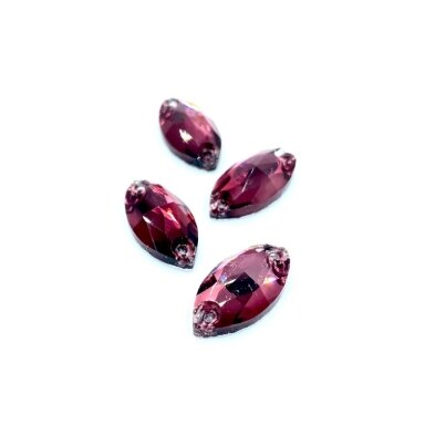 18x9mm rausvos sp. akies formos prisiuvami kristalai, 4vnt.