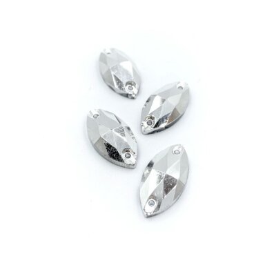 18x9mm sidabro sp. akies formos prisiuvami kristalai, 4vnt.