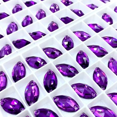 18x9mm violetinės sp. akies formos prisiuvami kristalai, 2vnt.