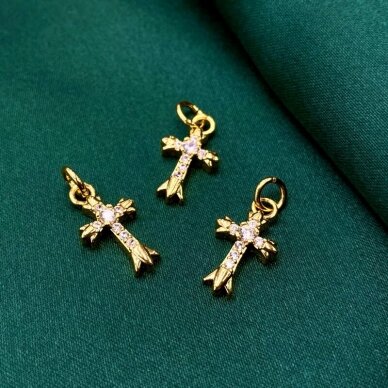 18x10mm 18k aukso sp. nerūdiojančio plieno pakabukas kryžius, 1vnt. 18x10mm 18k aukso sp. nerūdiojančio plieno pakabukas kryžius, 1vnt.