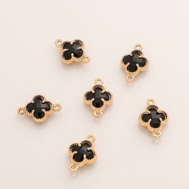 18x12mm 14K aukso sp. nerūdijančio plieno pakabukas dobiliukas, 2vnt. 18x12mm 14K aukso sp. nerūdijančio plieno pakabukas dobiliukas, 2vnt.