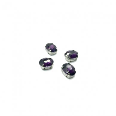 10x8mm violetinės sp. kristalai sidabro sp. rėmeliuose, 6vnt.
