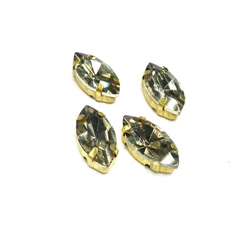 18x10mm dūminės sp. kristalai aukso sp. rėmeliuose, 4vnt