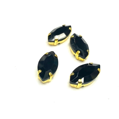 18x10mm juodos sp. kristalai aukso sp. rėmeliuose, 4vnt