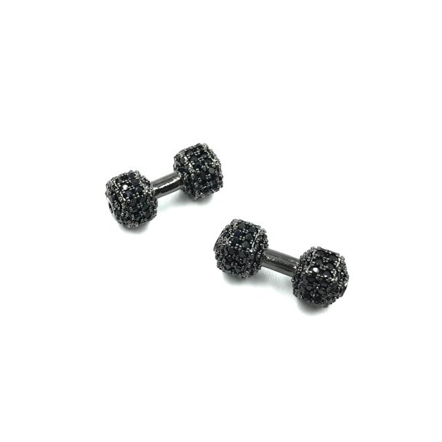 18x8mm juodintos sp. nerūdijančio plieno intarpas su cirkoniais svarmuo, 1vnt.