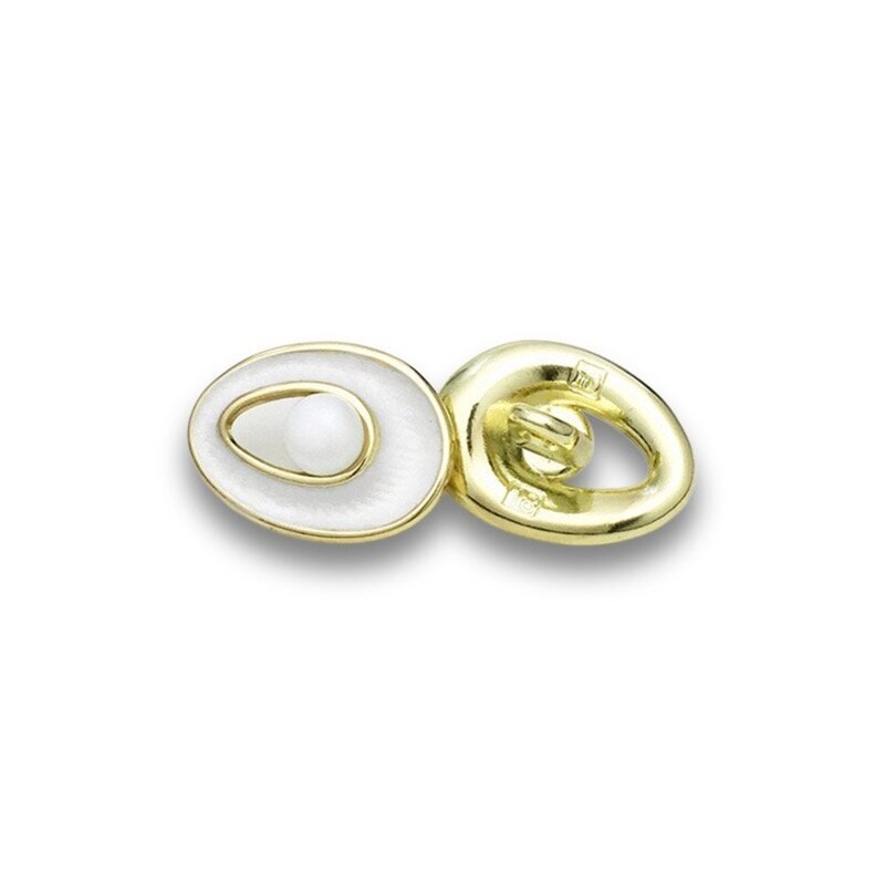 18x12mm baltos ir aukso sp. metalinė saga su kilpute, 1vnt.