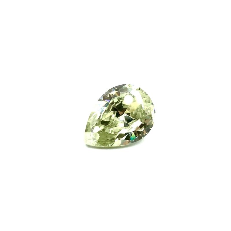 18x13mm žalsvos sp. lašo formos cirkonis, 1vnt.