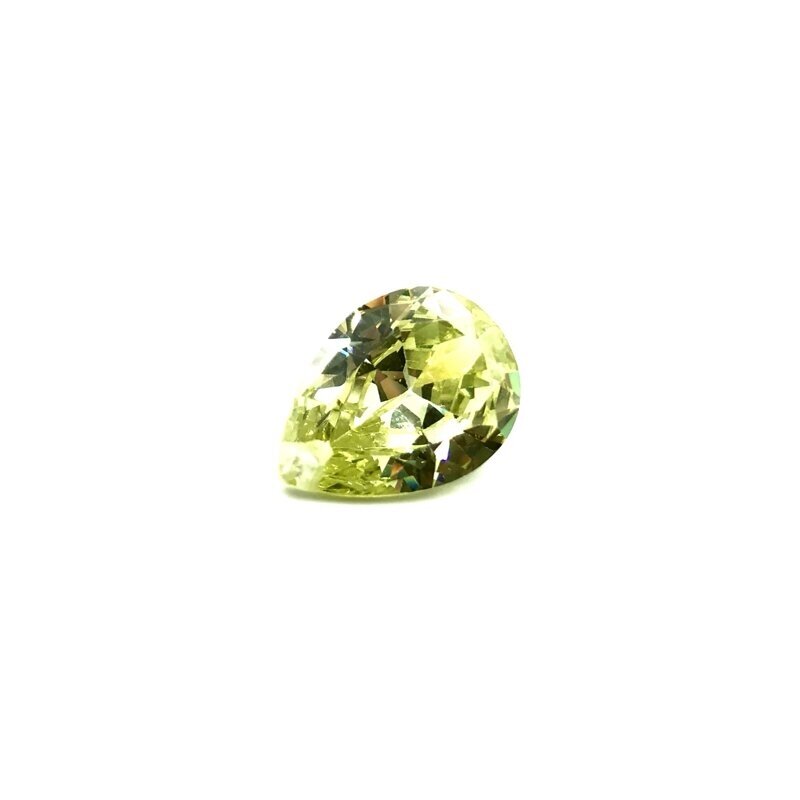 18x13mm žalsvos sp. lašo formos cirkonis, 1vnt.