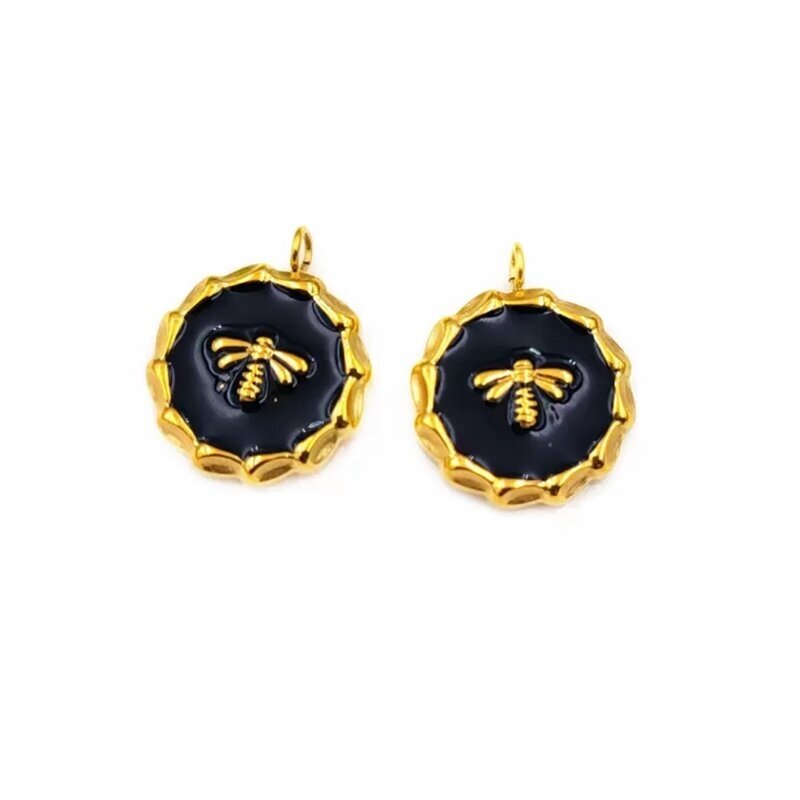18x15mm 18k aukso ir juodos sp. nerūdijančio plieno pakabukas bitė, 1vnt. 18x15mm 18k aukso ir juodos sp. nerūdijančio plieno pakabukas bitė, 1vnt.