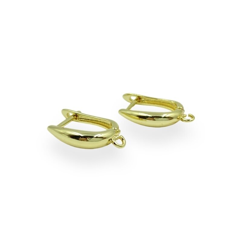 18x4mm 18k aukso sp. nerūdijančio plieno auskarų įvėrimai su kilpute, 2vnt.