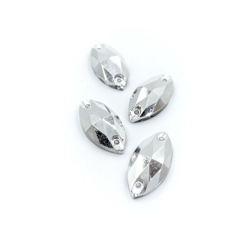 18x9mm sidabro sp. akies formos prisiuvami kristalai, 4vnt.