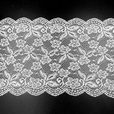 195mm baltos sp. elastinis nėrinys, 1m