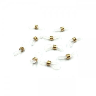 19mm skaidrios sp. užbaigimo detalės akinių gumutės, aukso sp. spirale, 10vnt.