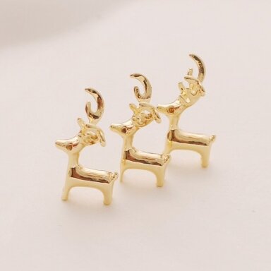 19x10mm 14k aukso sp. nerūdijančio plieno pakabukas elnias, 1vnt.