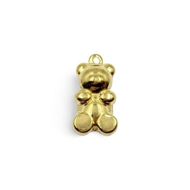 19x11mm 14k aukso sp. nerūdijančio plieno pakabukas meškiukas, 1vnt.