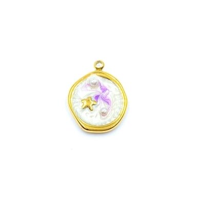 19x15mm 18k aukso sp. nerūdijančio plieno pakabukas žvaigždė, 1vnt.
