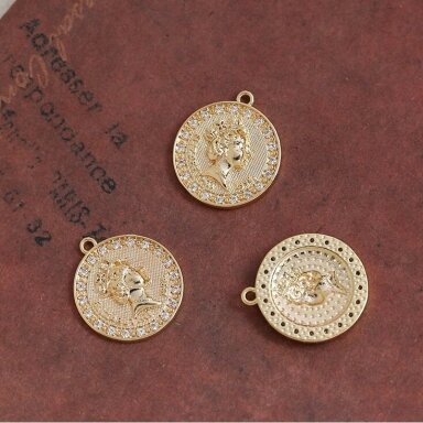 19x17mm 18K aukso sp. nerūdijančio plieno pakabukas, 1vnt.