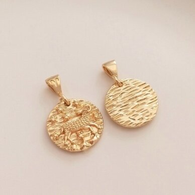 19x13mm 14k aukso sp. nerūdijančio plieno pakabukas avinas, 1vnt. 19x13mm 14k aukso sp. nerūdijančio plieno pakabukas avinas, 1vnt.